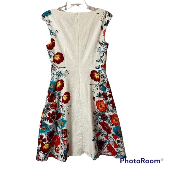 Adrianna Papell White Floral Dress Size 6 - Picture 2 of 8